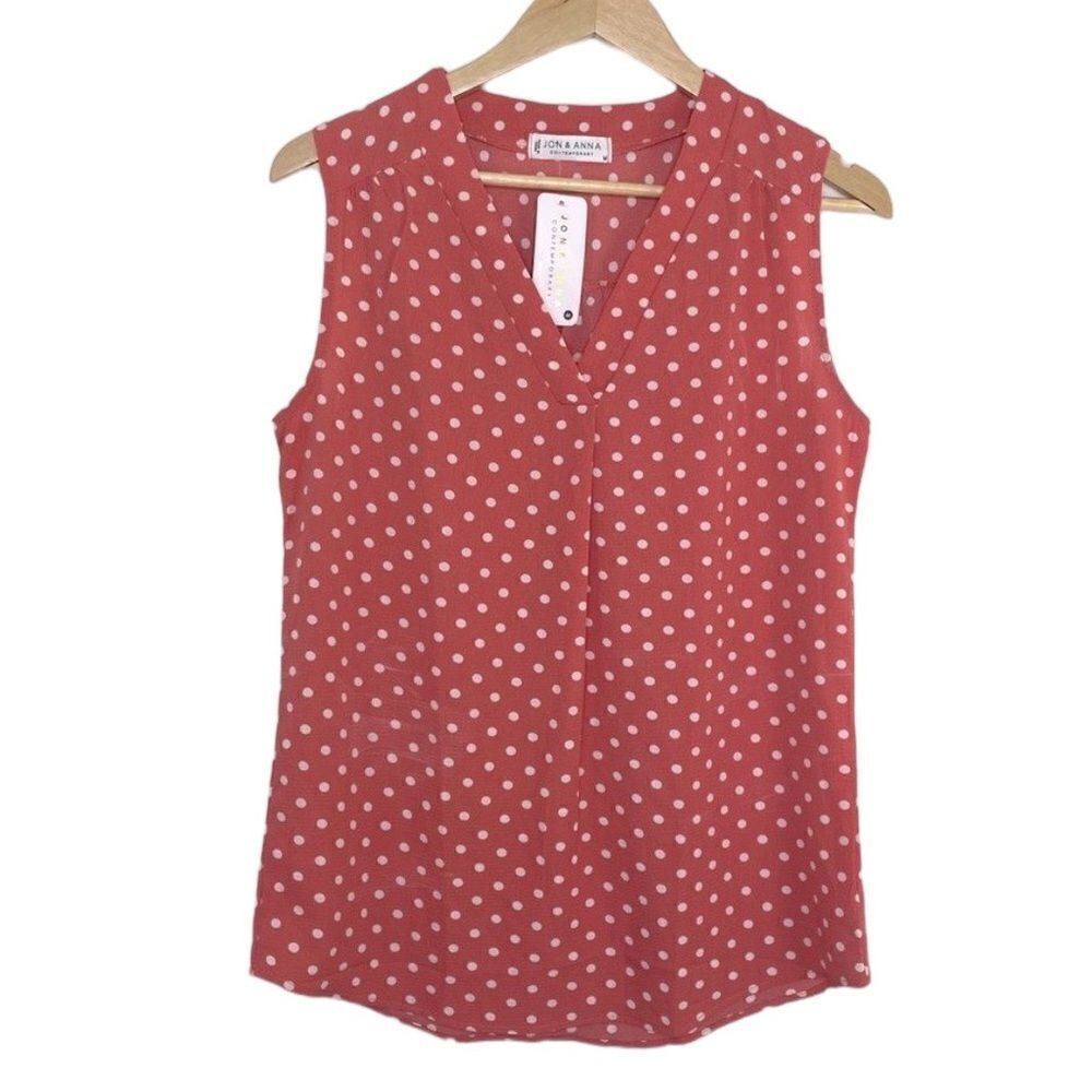 NWT Jon & Anna coral white dotted sleeveless top